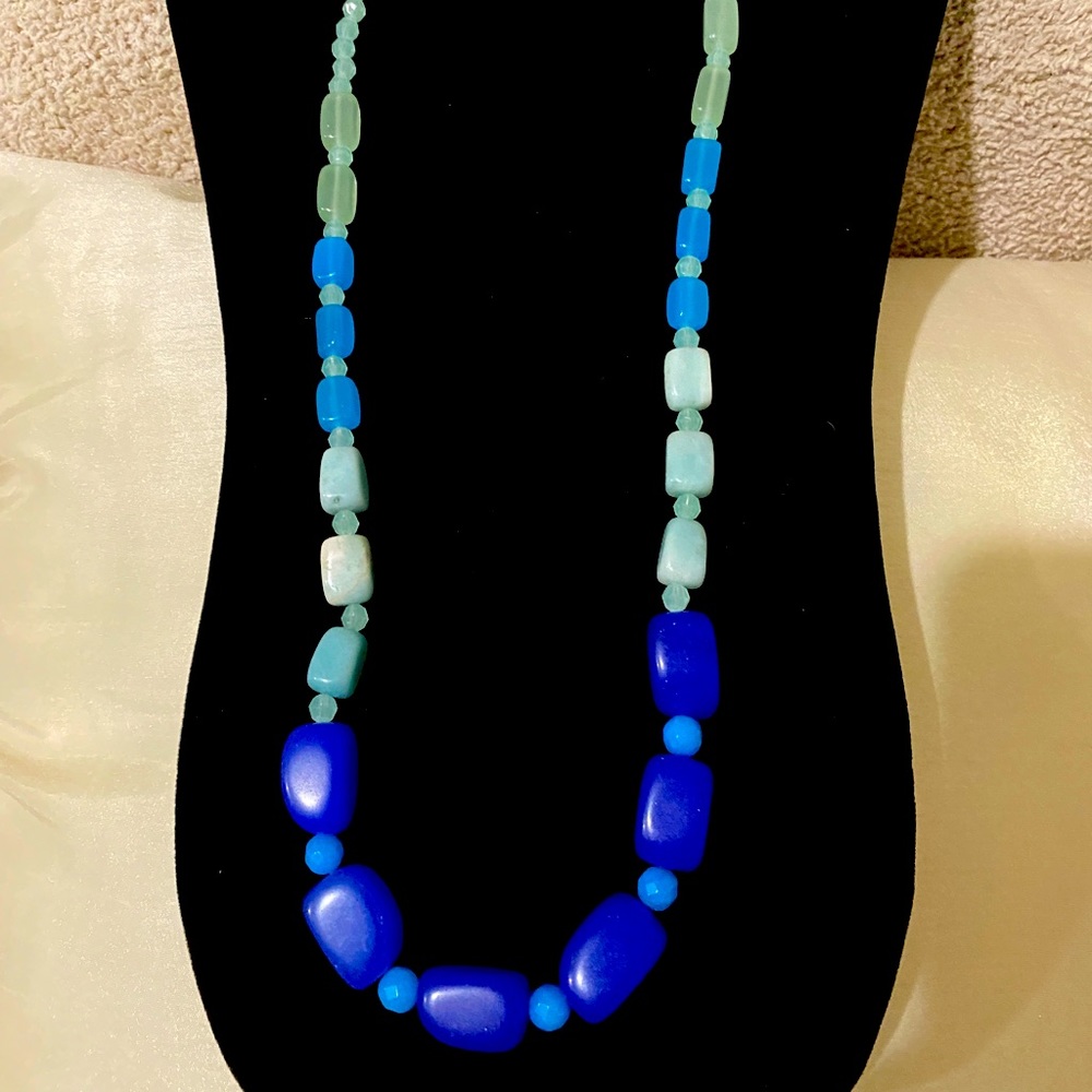 Blue beaded necklace by George